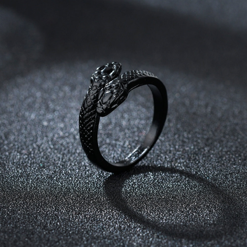 Serpent’s Oath Double Adjustable Snake Ring
