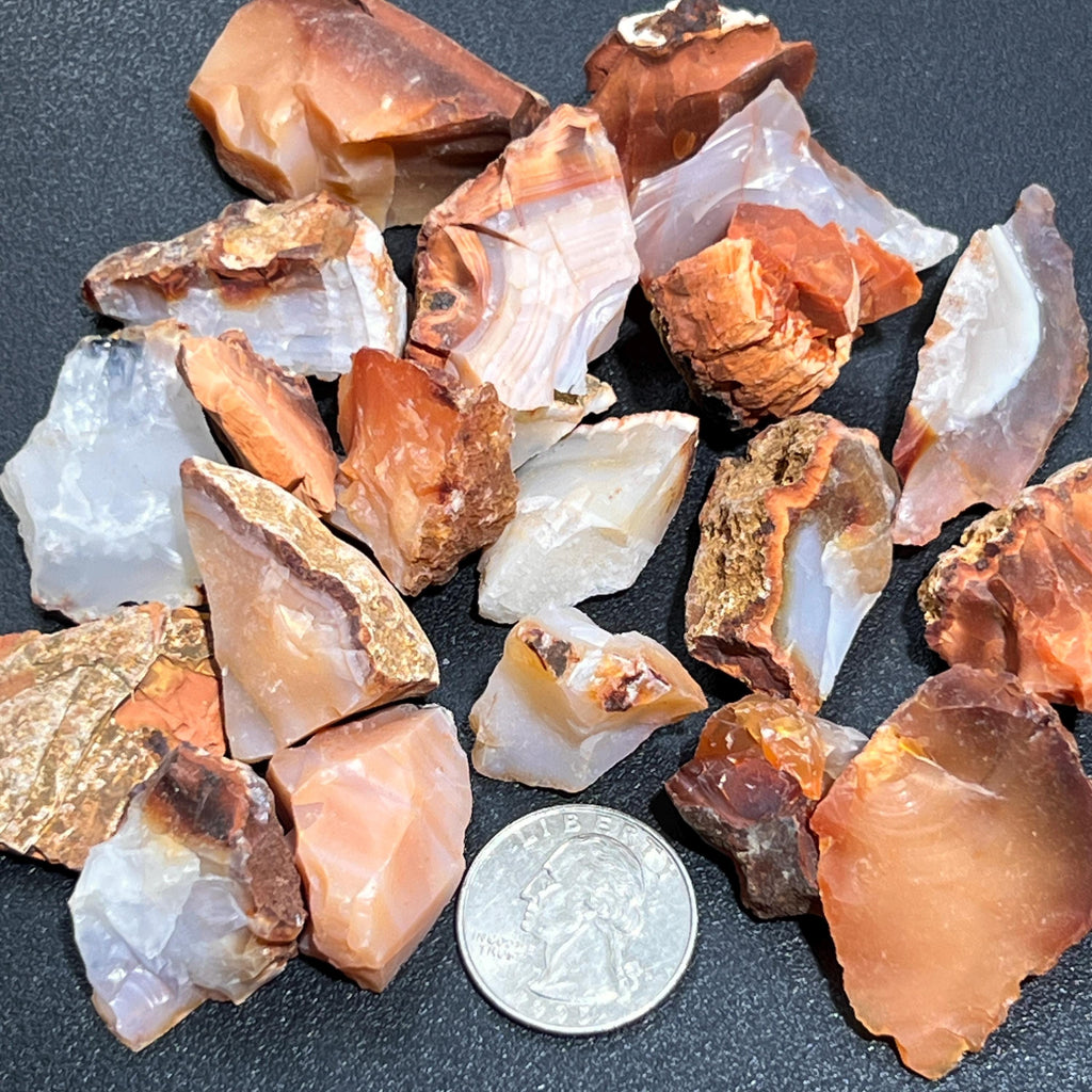 Red White Mixed Carnelian Agate Crystal Rough Raw Stones (By The Piece or Pound)