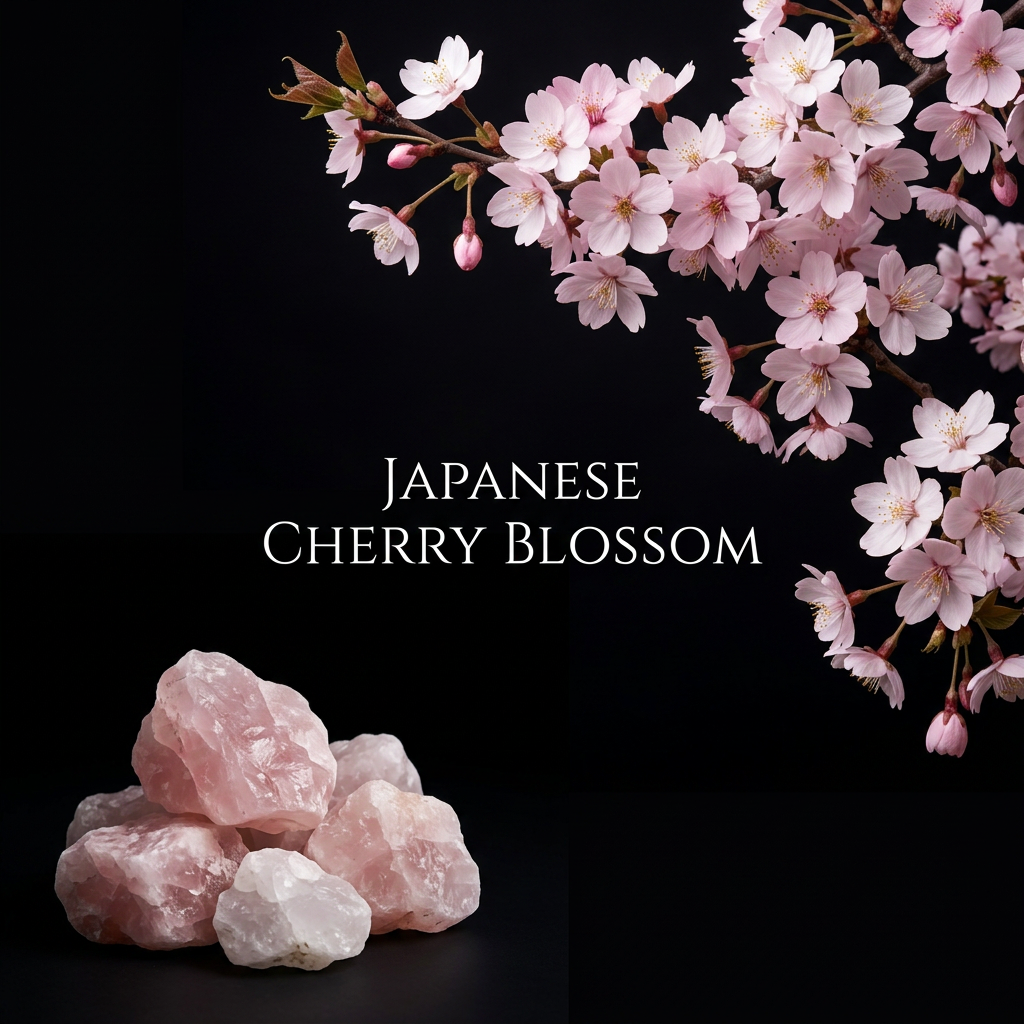 Rose Quartz Gemstone Body Oil — Cherry Blossom Shimmer Oil for Love & Self-Care