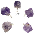 Amethyst and Goethite Rough Pendant with Silver Plated Bail (0.5 Inch) (5 Pieces)