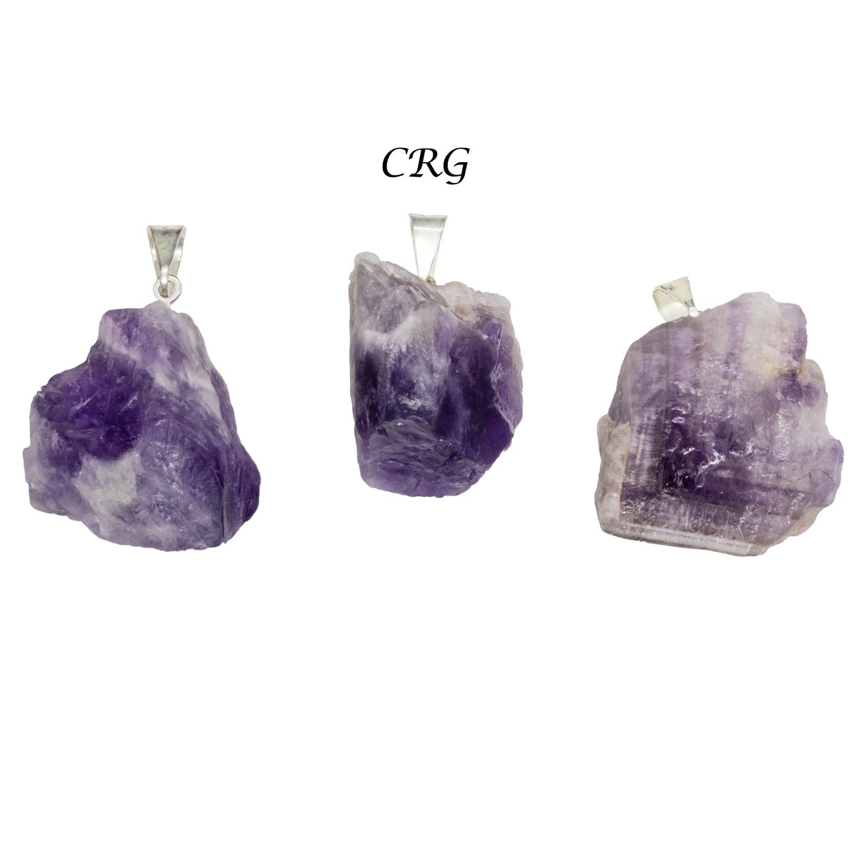 Amethyst and Goethite Rough Pendant with Silver Plated Bail (0.5 Inch) (5 Pieces)