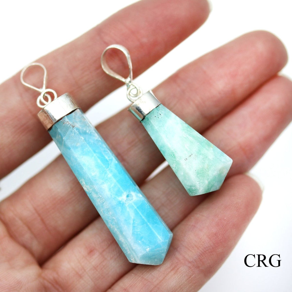 Caribbean Calcite Point Pendant with Sterling Silver (1 To 2 Inches) (1 Piece)
