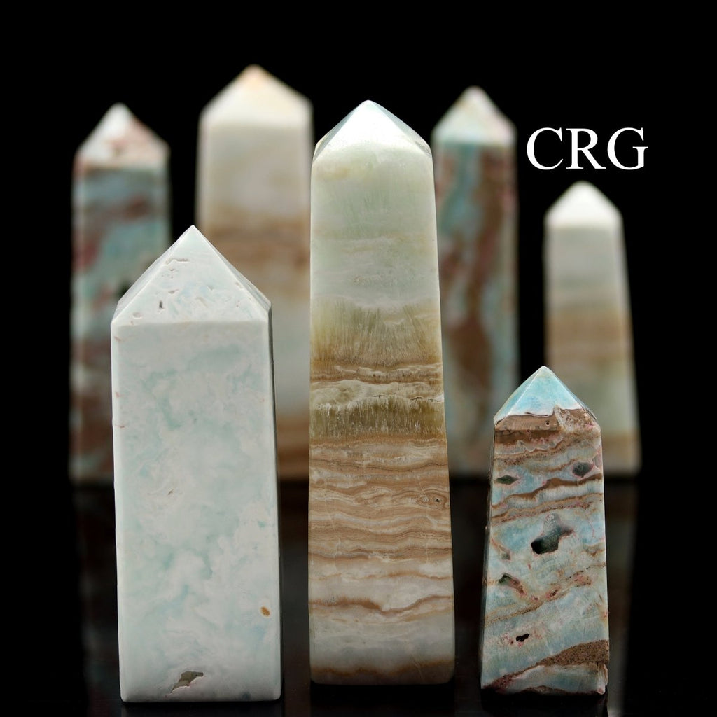 Caribbean Calcite Polished Towers (1 Kilo) Size 2 to 4 Inches Standing Tower Points