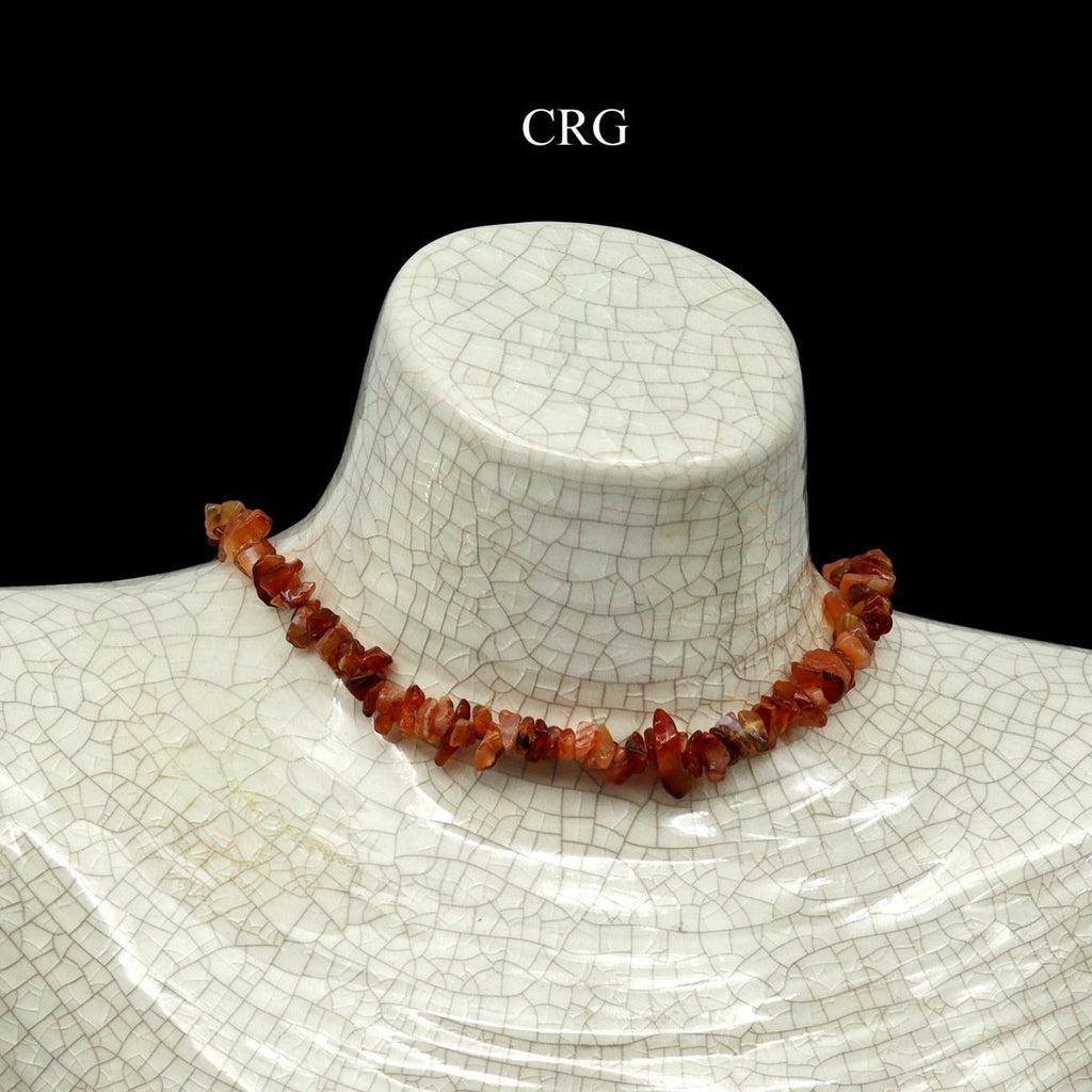 Carnelian Strand Chip Choker Necklace (16 Inches) (4 Pieces)