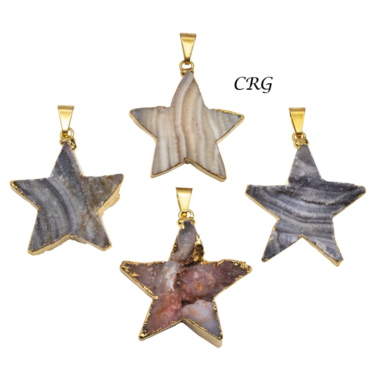 Agate Druzy Star Pendant with Gold Plating (1 Inch) (1 Piece)