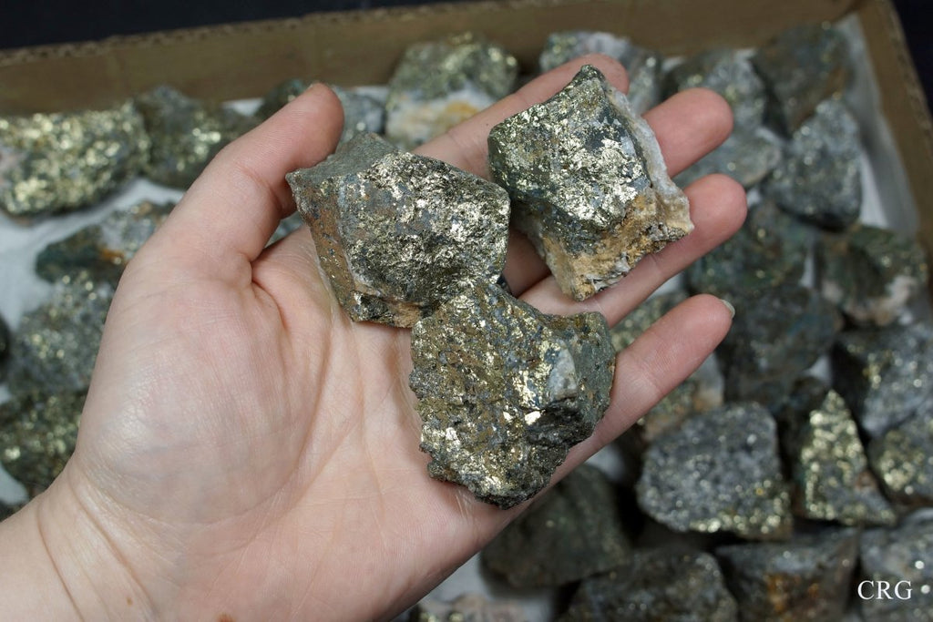 Chalcopyrite Rough (1 Flat) Size 1 to 2 Inches Bulk Wholesale Lot Crystal Minerals