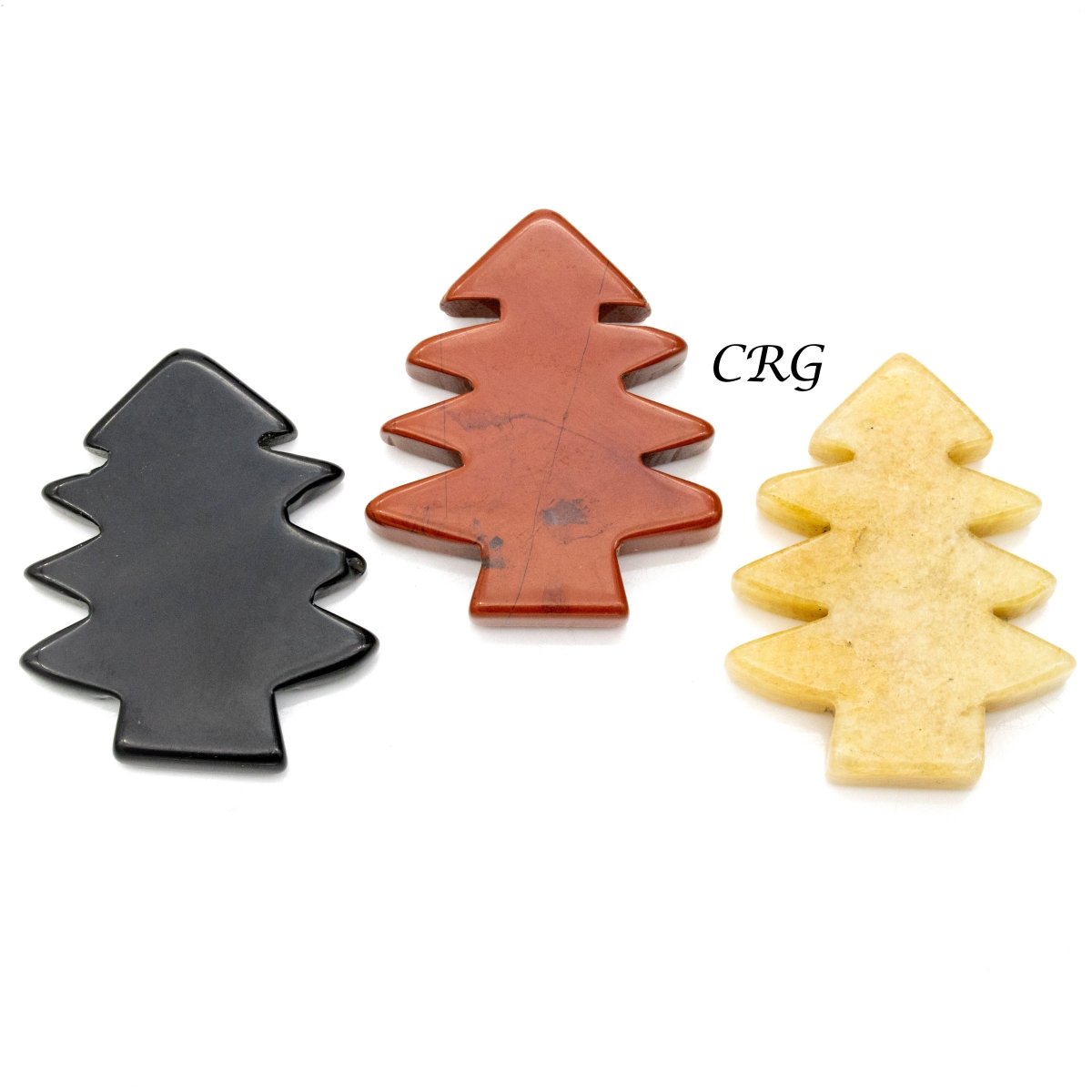 Christmas Tree Assorted Gemstones (4 Pieces) Size 1.5 Inches Mixed Crystal Carving Shapes