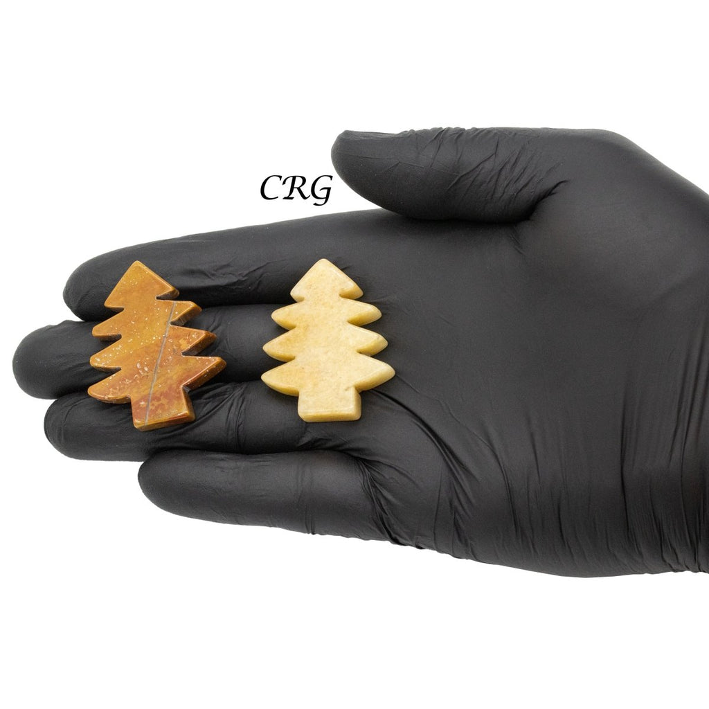 Christmas Tree Assorted Gemstones (4 Pieces) Size 1.5 Inches Mixed Crystal Carving Shapes