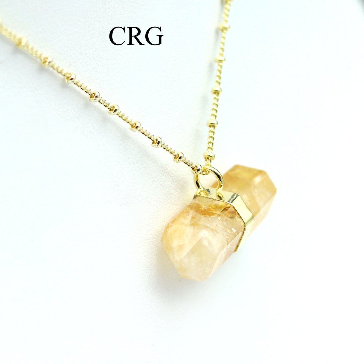 Citrine Double Terminated Point Necklace with Gold Plating (17 Inches) (1 Piece)