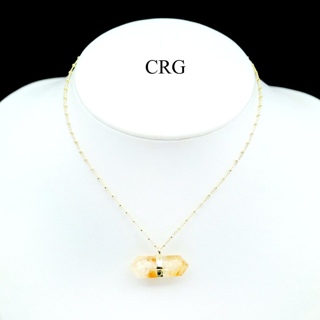 Citrine Double Terminated Point Necklace with Gold Plating (17 Inches) (1 Piece)