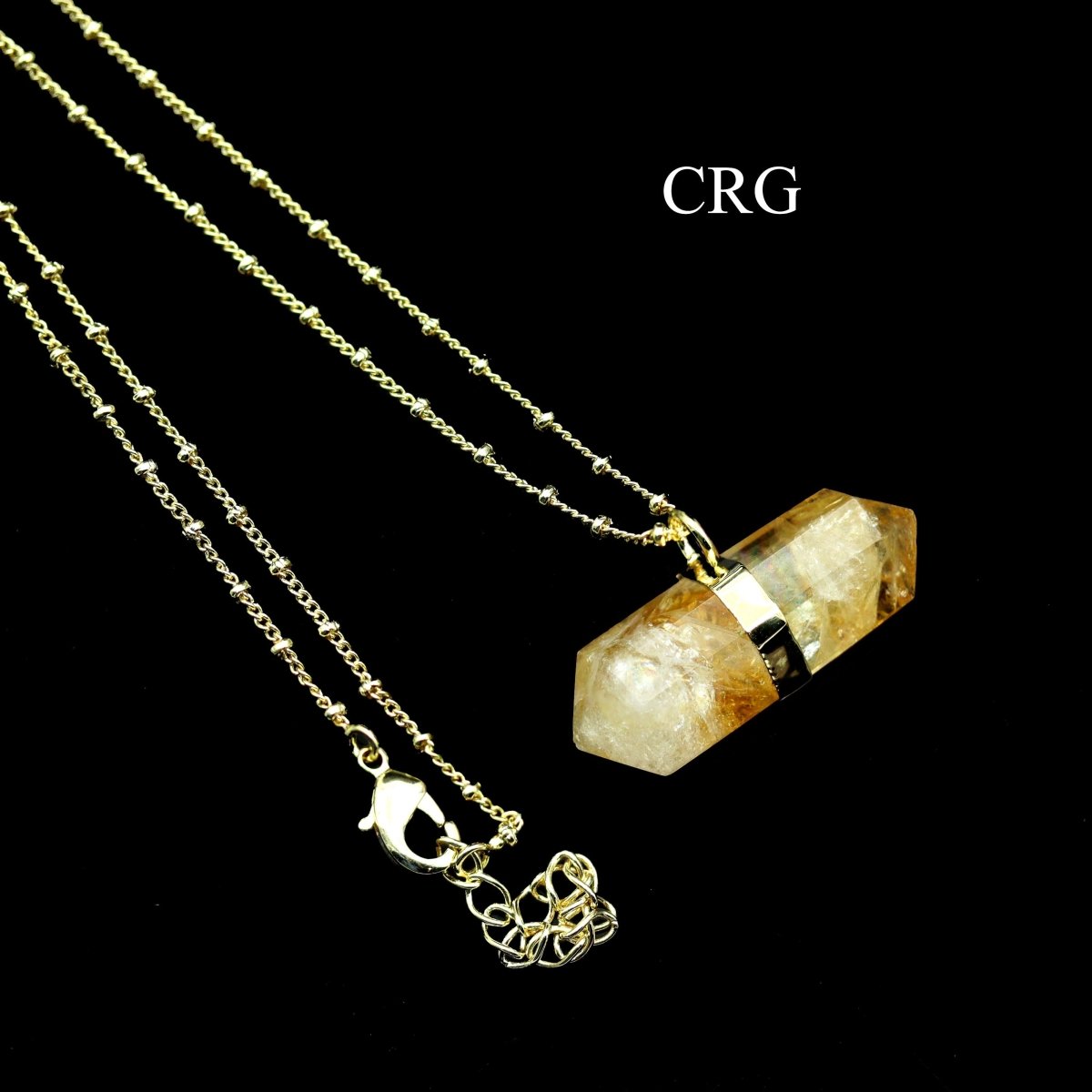 Citrine Double Terminated Point Necklace with Gold Plating (17 Inches) (1 Piece)