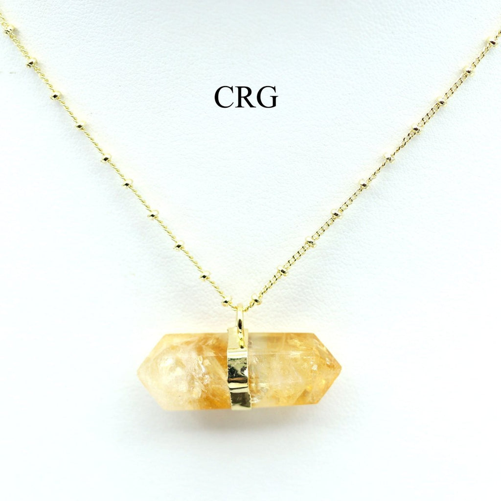 Citrine Double Terminated Point Necklace with Gold Plating (17 Inches) (1 Piece)