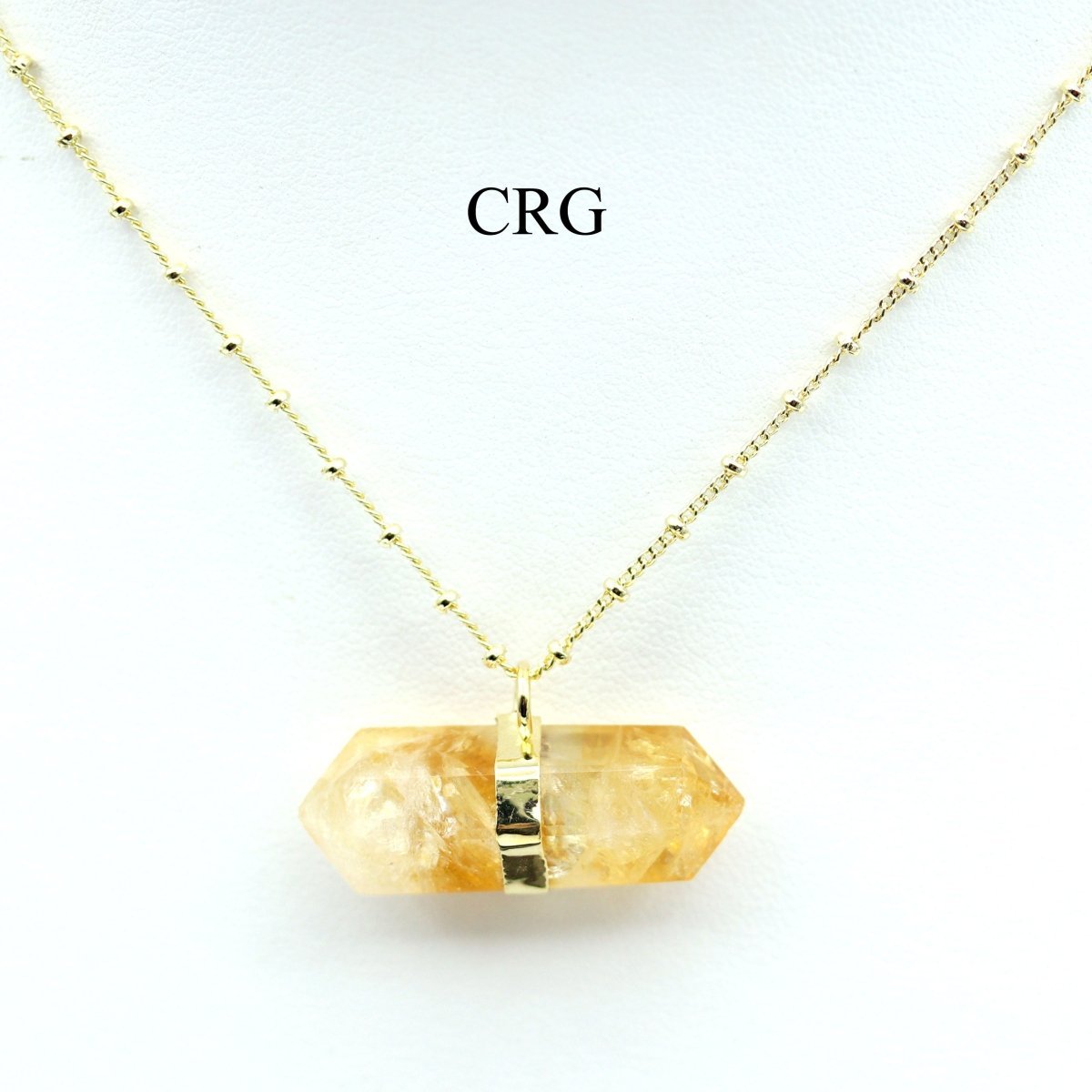 Citrine Double Terminated Point Necklace with Gold Plating (17 Inches) (1 Piece)