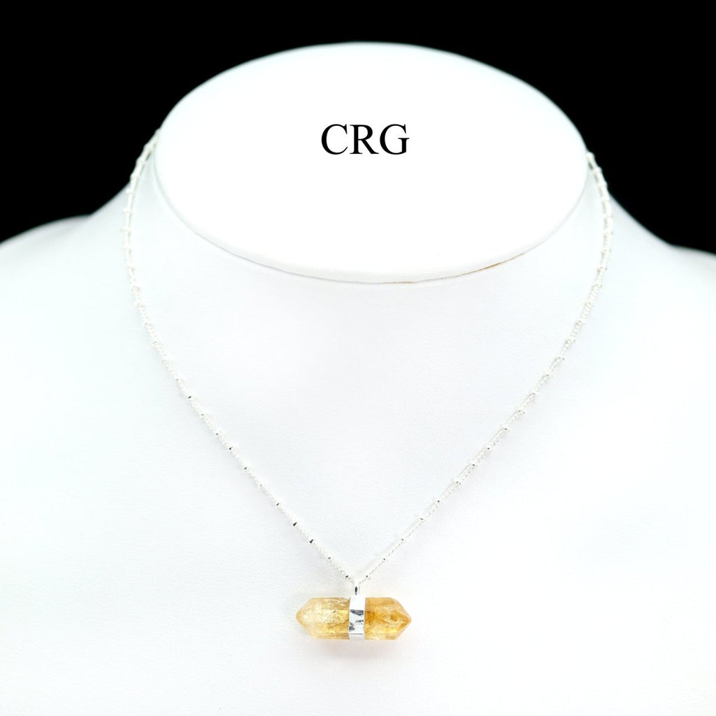 Citrine Double Terminated Point Necklace with Silver Plating (17 Inches) (1 Piece)