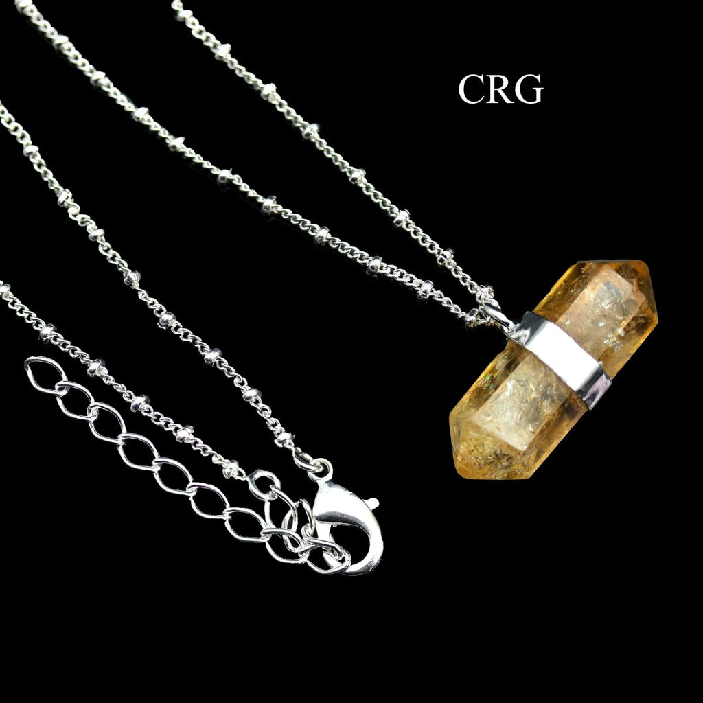 Citrine Double Terminated Point Necklace with Silver Plating (17 Inches) (1 Piece)