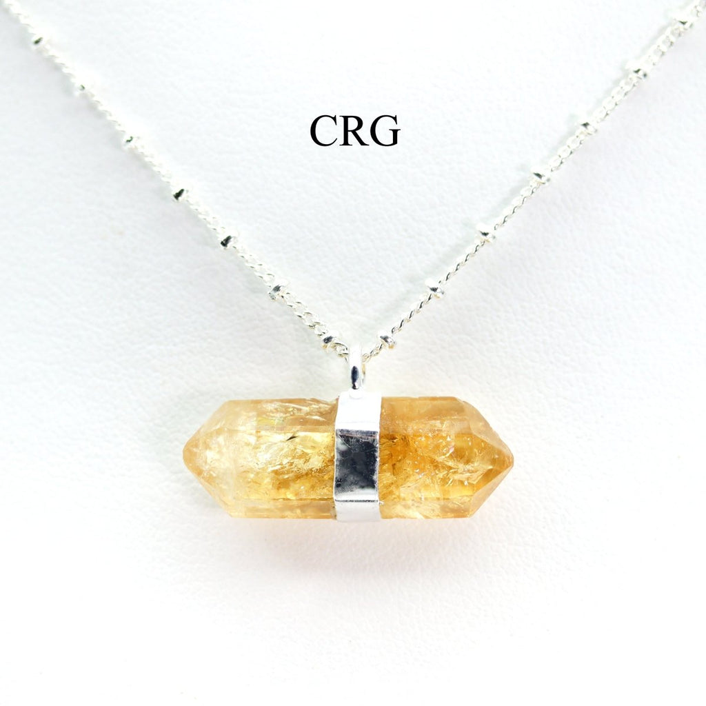Citrine Double Terminated Point Necklace with Silver Plating (17 Inches) (1 Piece)