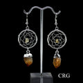 Citrine Point Dream Catcher Earrings with Silver Plating (2 Inches) (1 Pair)