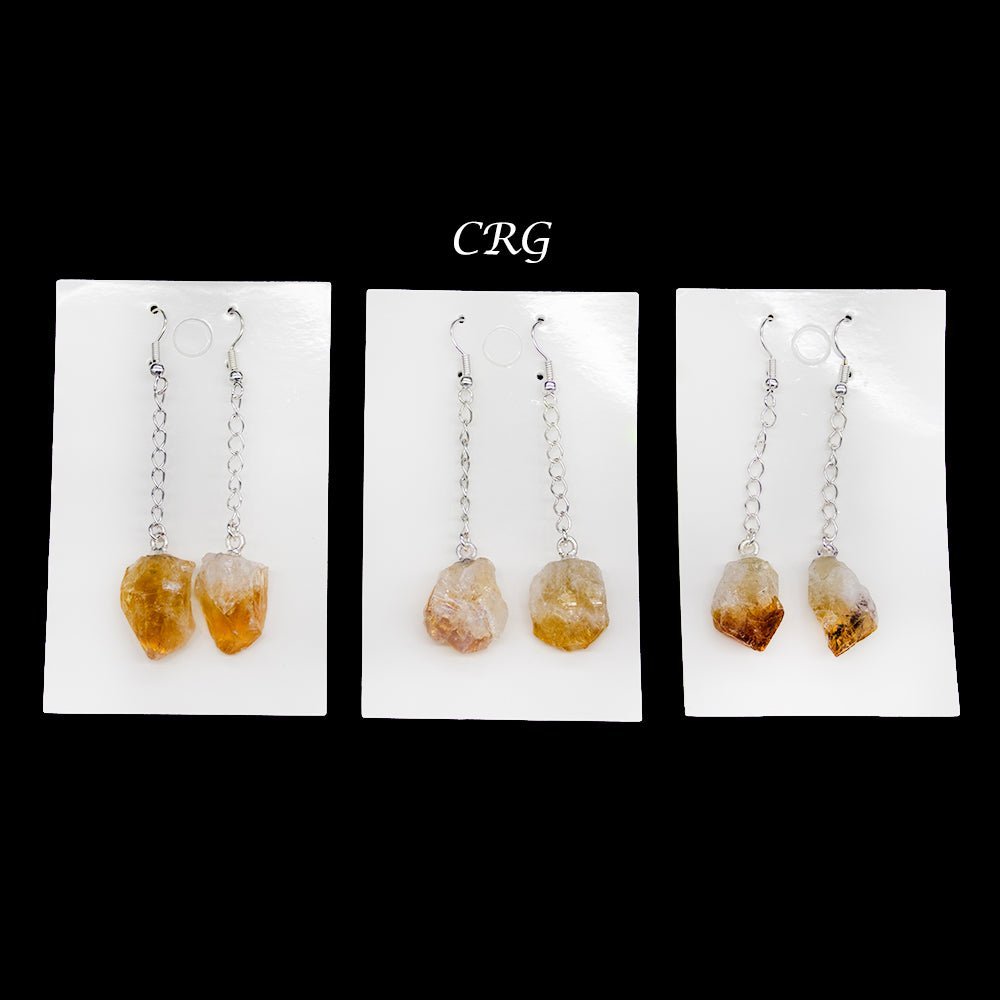 Citrine Point Earrings with Silver Plated Wire (2 Inches) (1 Pair)