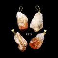 Citrine Raw Point Pendant with Gold Plated Bail (0.5 To 1 Inch) (4 Pieces)