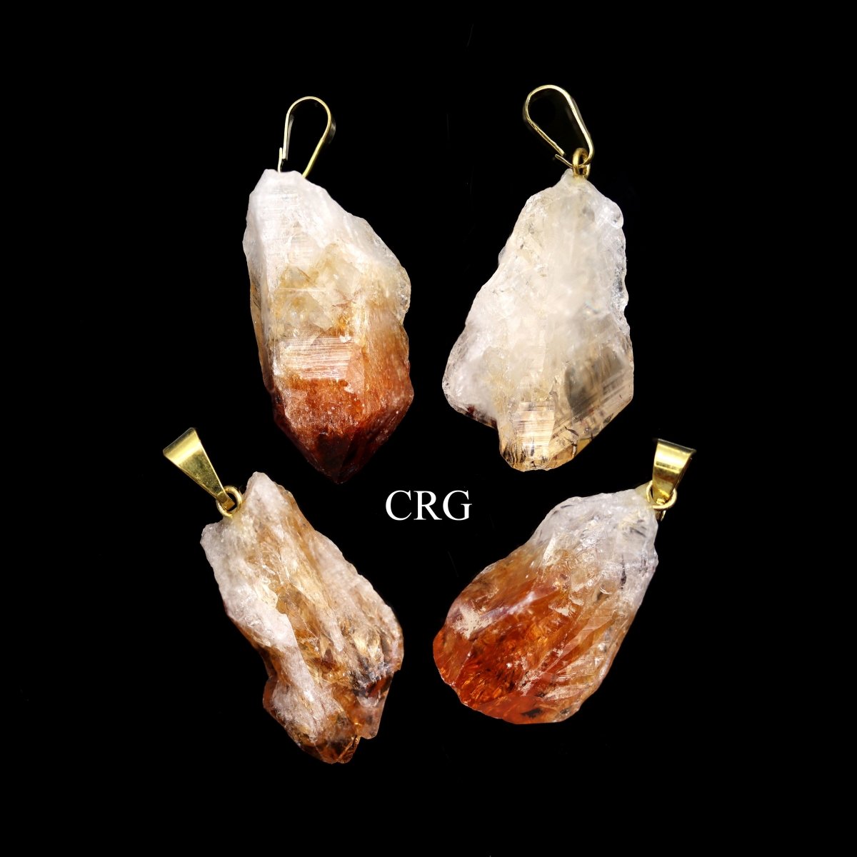 Citrine Raw Point Pendant with Gold Plated Bail (0.5 To 1 Inch) (4 Pieces)