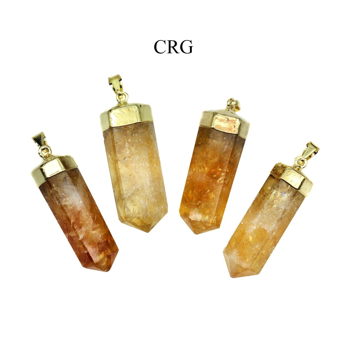 Citrine Polished Point Pendant with Gold Plating (1 To 1.5 Inches) (2 Pieces)