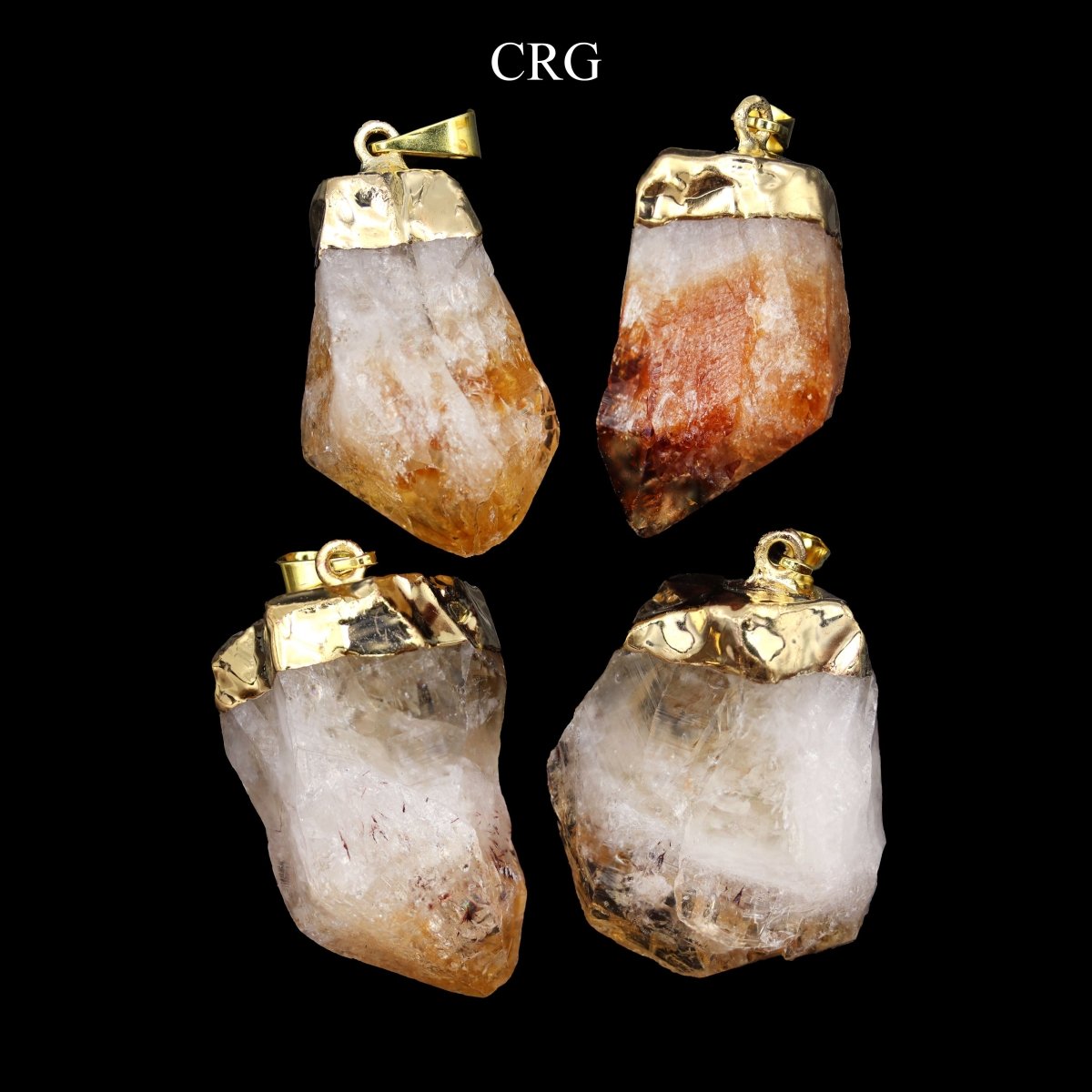 Citrine Raw Point Pendant with Gold Plating (1 Inch) (4 Pieces)