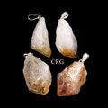 Citrine Raw Point Pendant with Silver Plated Bail (0.5 To 1 Inch) (4 Pieces)