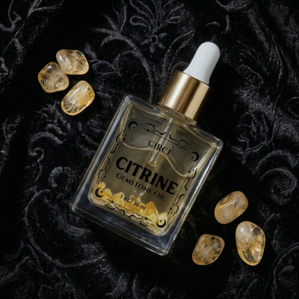 Citrine Gemstone Body Oil — Abundance & Prosperity Shimmer Oil with Patchouli & Pineapple