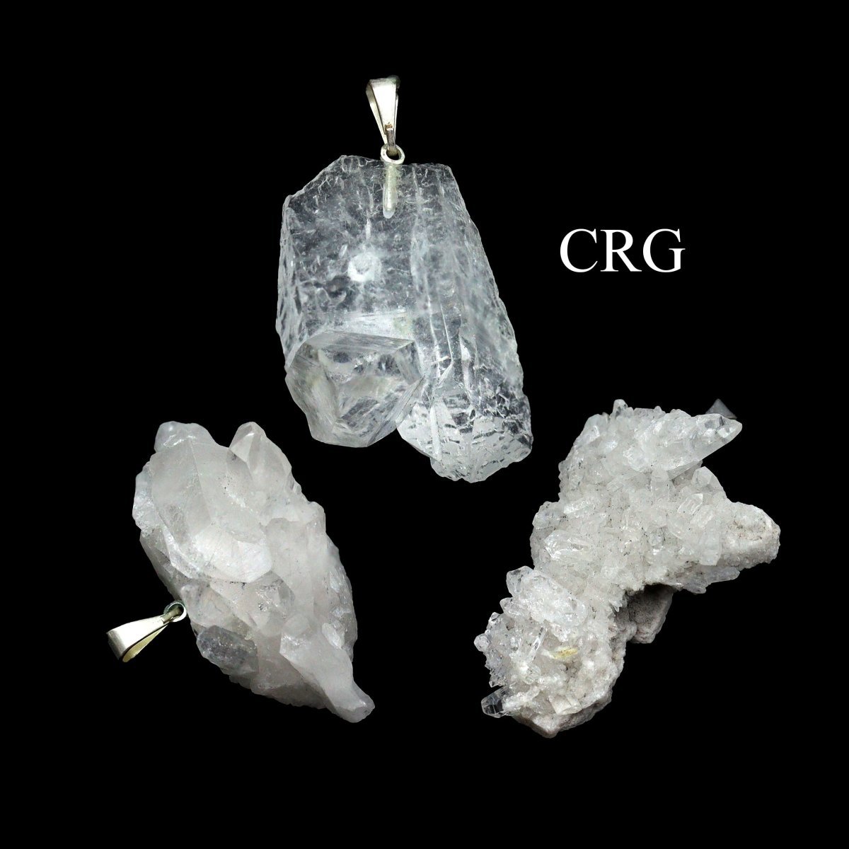Clear Quartz Cluster Pendant with Silver Bail (1 Piece) Size 1 to 2 Inches Crystal Jewelry Charm