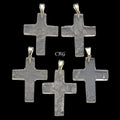 Clear Quartz Cross Pendant with Silver Bail (5 Pieces) Size 30 mm Crystal Jewelry Charm