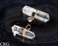 Clear Quartz Double Terminated Point Pendant with Gold Plating (1.5 Inches) (1 Piece)