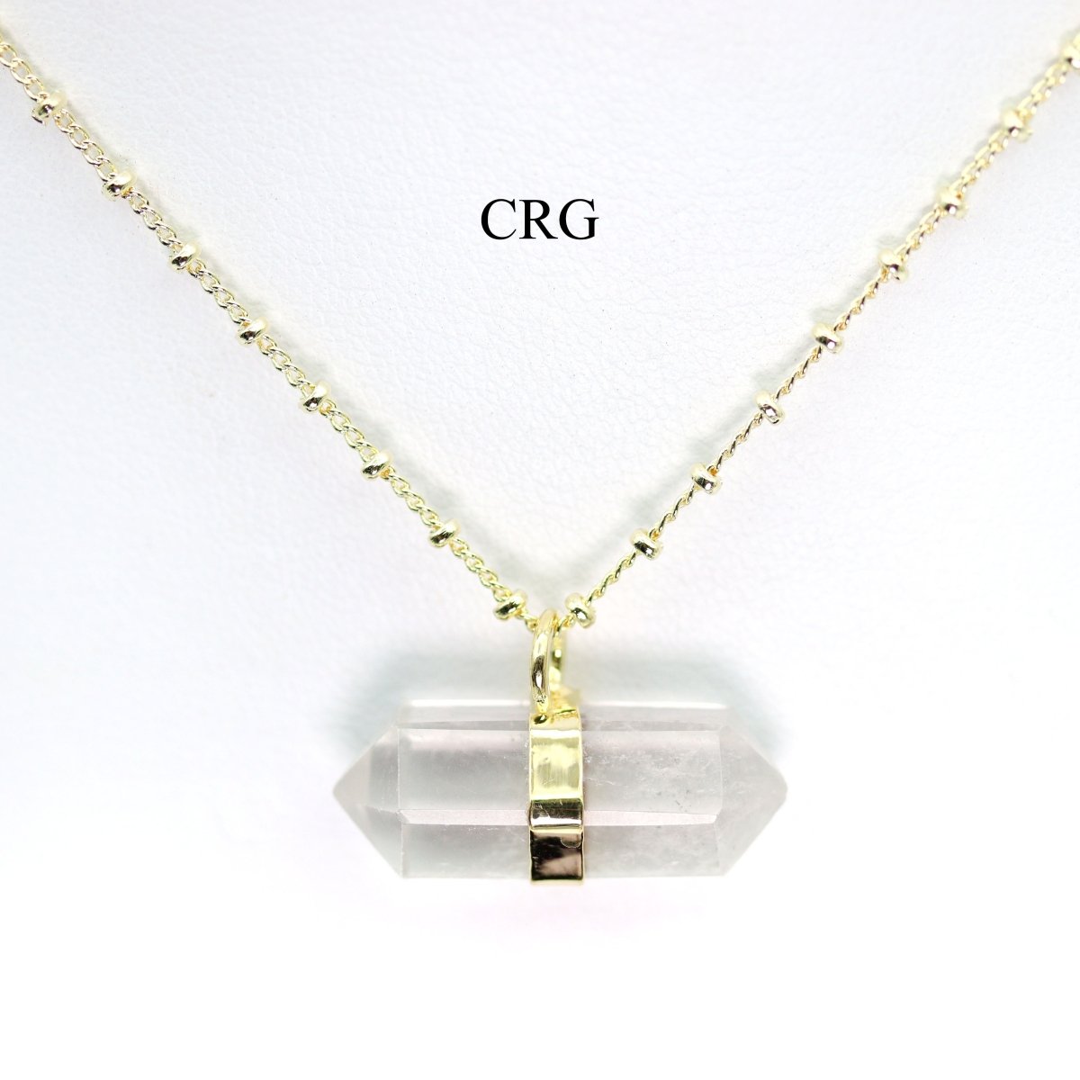 Clear Quartz Double Terminated Point Necklace with Gold Plating (17 Inches) (1 Piece)