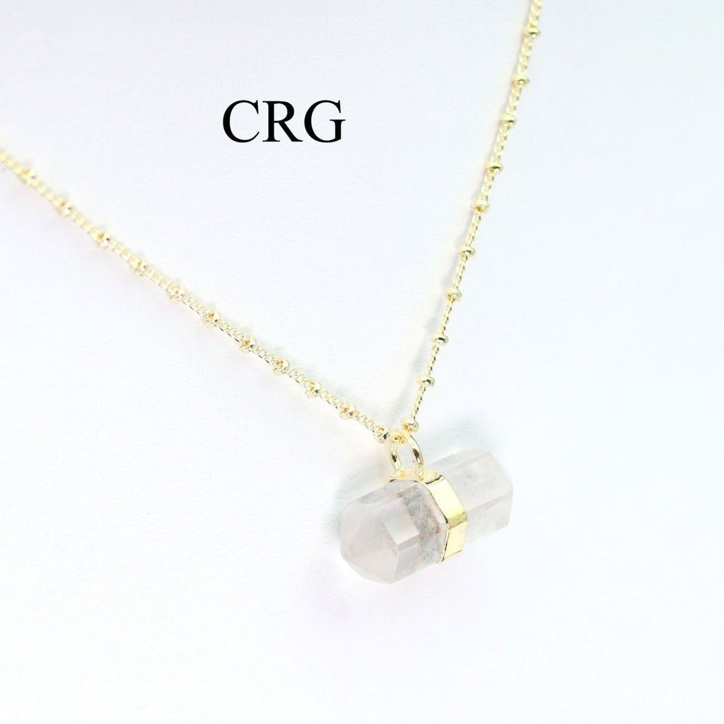 Clear Quartz Double Terminated Point Necklace with Gold Plating (17 Inches) (1 Piece)