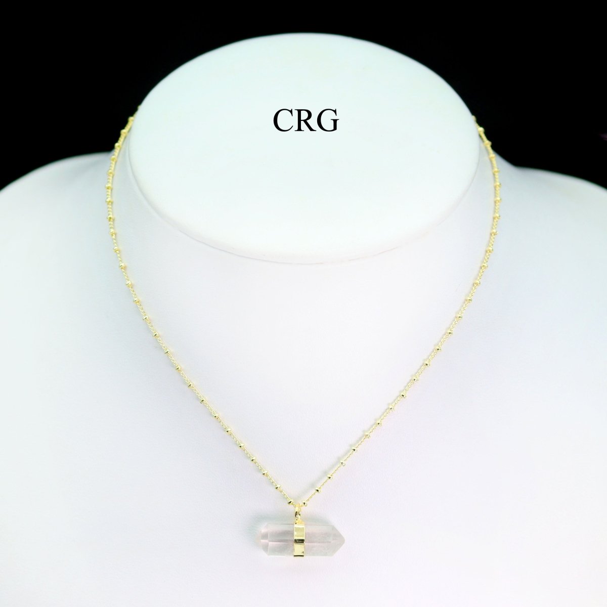 Clear Quartz Double Terminated Point Necklace with Gold Plating (17 Inches) (1 Piece)