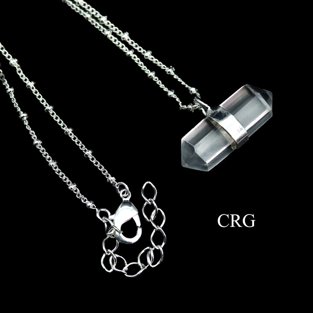 Clear Quartz Double Terminated Point Necklace with Silver Plating (17 Inches) (1 Piece)