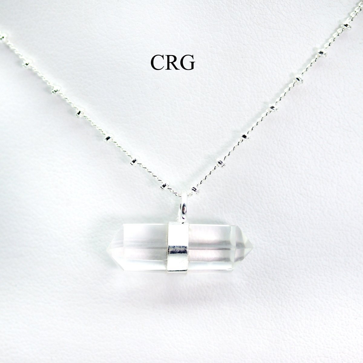 Clear Quartz Double Terminated Point Necklace with Silver Plating (17 Inches) (1 Piece)