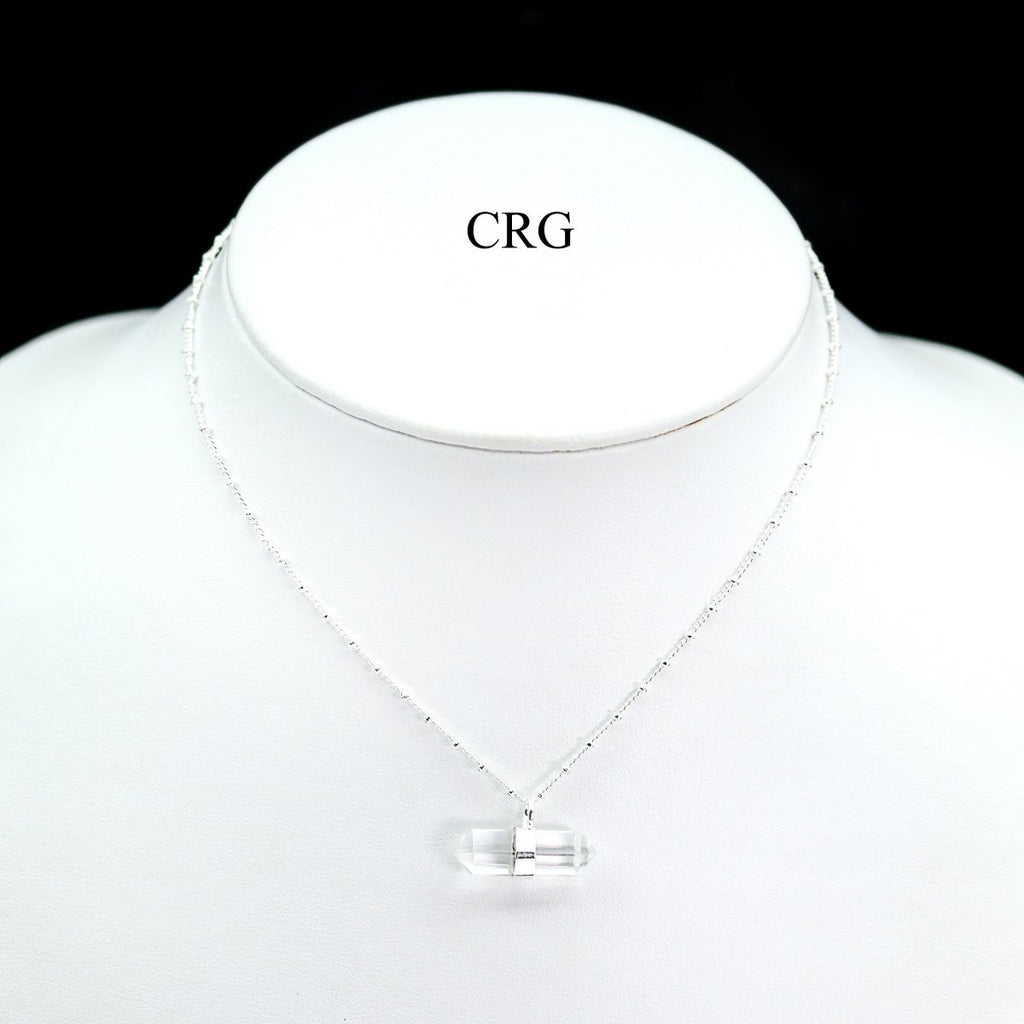 Clear Quartz Double Terminated Point Necklace with Silver Plating (17 Inches) (1 Piece)