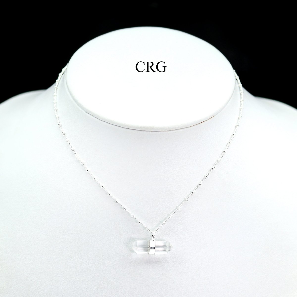 Clear Quartz Double Terminated Point Necklace with Silver Plating (17 Inches) (1 Piece)