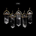 Clear Quartz Double Terminated Point Pendant with Gold Plated Swivel Bail (1 To 1.5 Inches) (4 Pieces)