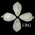 Crystal Quartz Facet Drop Pendant with Silver Plated Bail (1 Inch) (4 Pieces) (INJD)