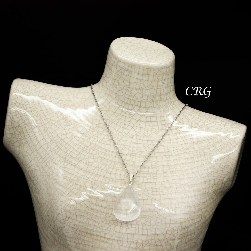 Clear Quartz Drop Pendant with Silver Bail (5 Pieces) Size 18 by 25 mm Crystal Jewelry Charm