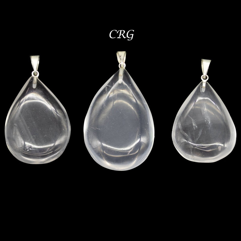 Clear Quartz Drop Pendant with Silver Bail (5 Pieces) Size 18 by 25 mm Crystal Jewelry Charm
