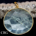 Clear Quartz Faceted Round Pendant with Gold Plating (1 Piece) Size 1.5 Inches (INJD)