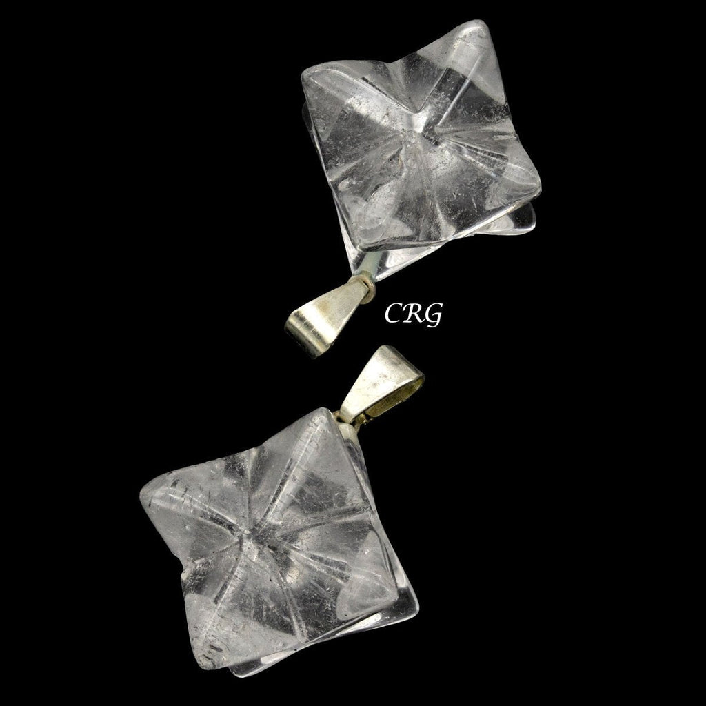 Clear Quartz Merkaba Pendant with Silver Bail (5 Pieces) Size 30 mm Crystal Jewelry Charm