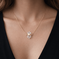 Clear Quartz Mini Double Terminated Point Necklace with Gold Plating (18 Inches) (1 Piece)