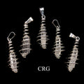 Clear Quartz Point in Silver-Plated Spiral Cage Pendant (4 Pieces) Size 1 to 2 Inches Crystal Jewelry Charm