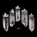 Clear Quartz Point Pendant with Silver Plating (4 Pieces) Size 1 to 2 Inches Crystal Jewelry Charm