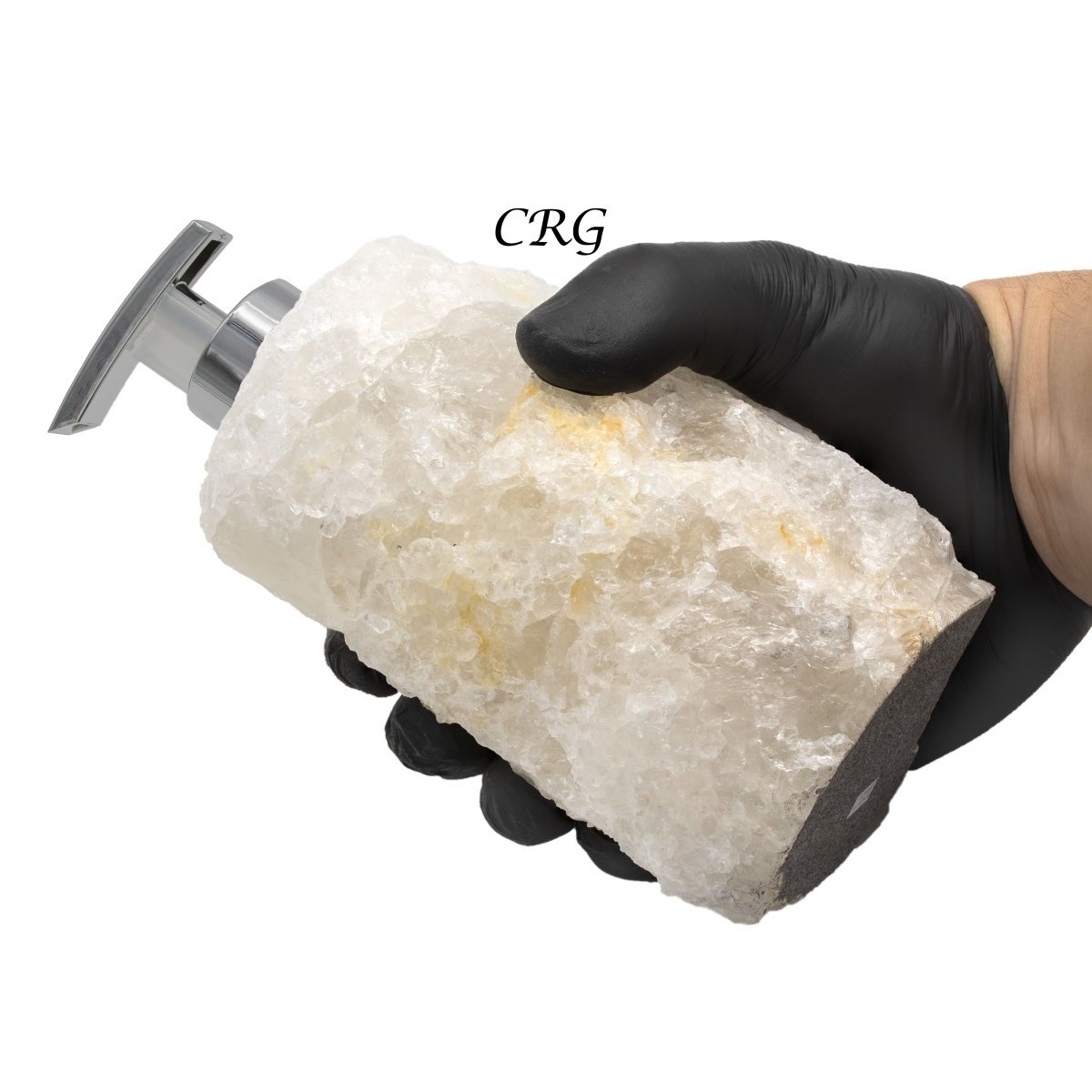 Clear Quartz Rough Soap Dispenser (1 Piece) Size 6.5 to 7.5 Inches Crystal Gemstone Home Decor