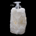 Clear Quartz Rough Soap Dispenser (1 Piece) Size 6.5 to 7.5 Inches Crystal Gemstone Home Decor