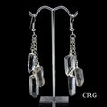 Clear Quartz Triple Point Earrings with Silver Plated Wire (2 Inches) (1 Pair)